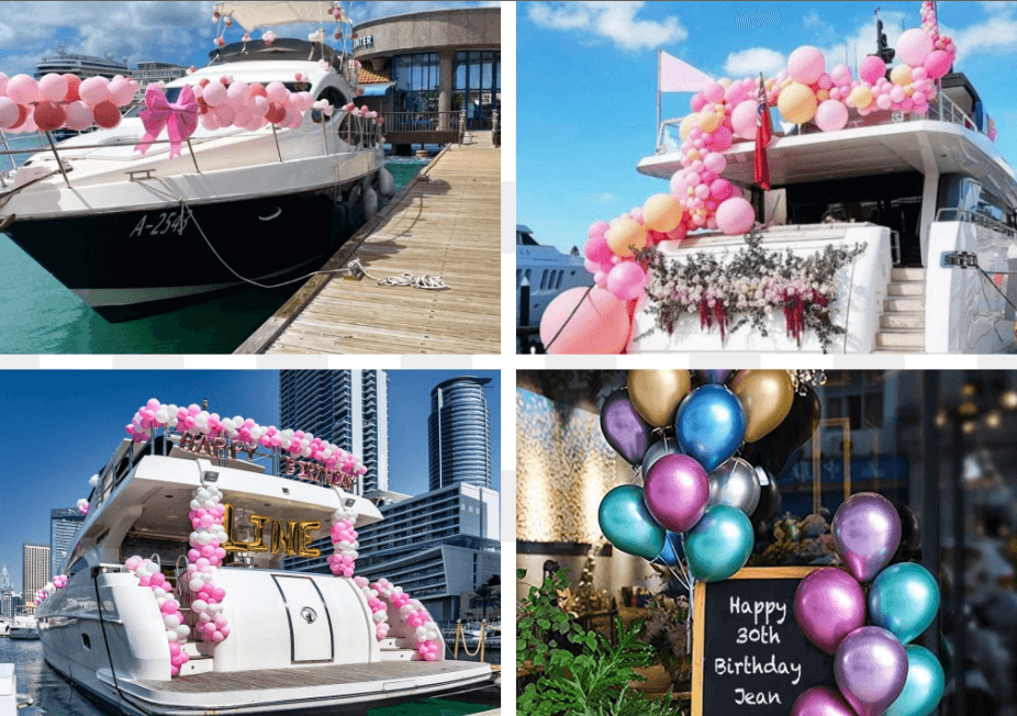 baloon decoration on yacht