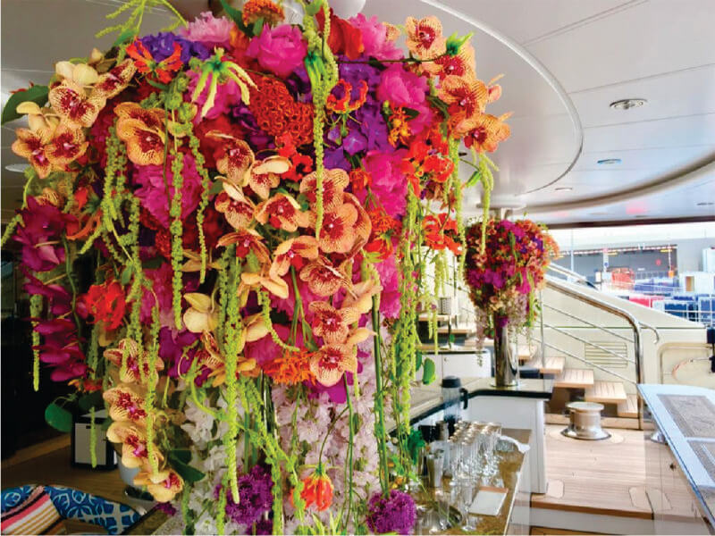 Flower decoration on yacht