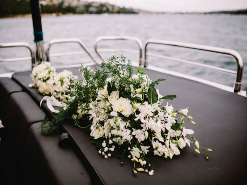 Flower decoration on yacht