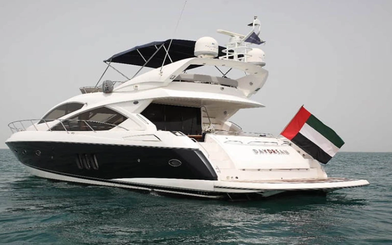 Sleek exterior view of Daydream Yacht – Mala Yachts yacht rental Dubai