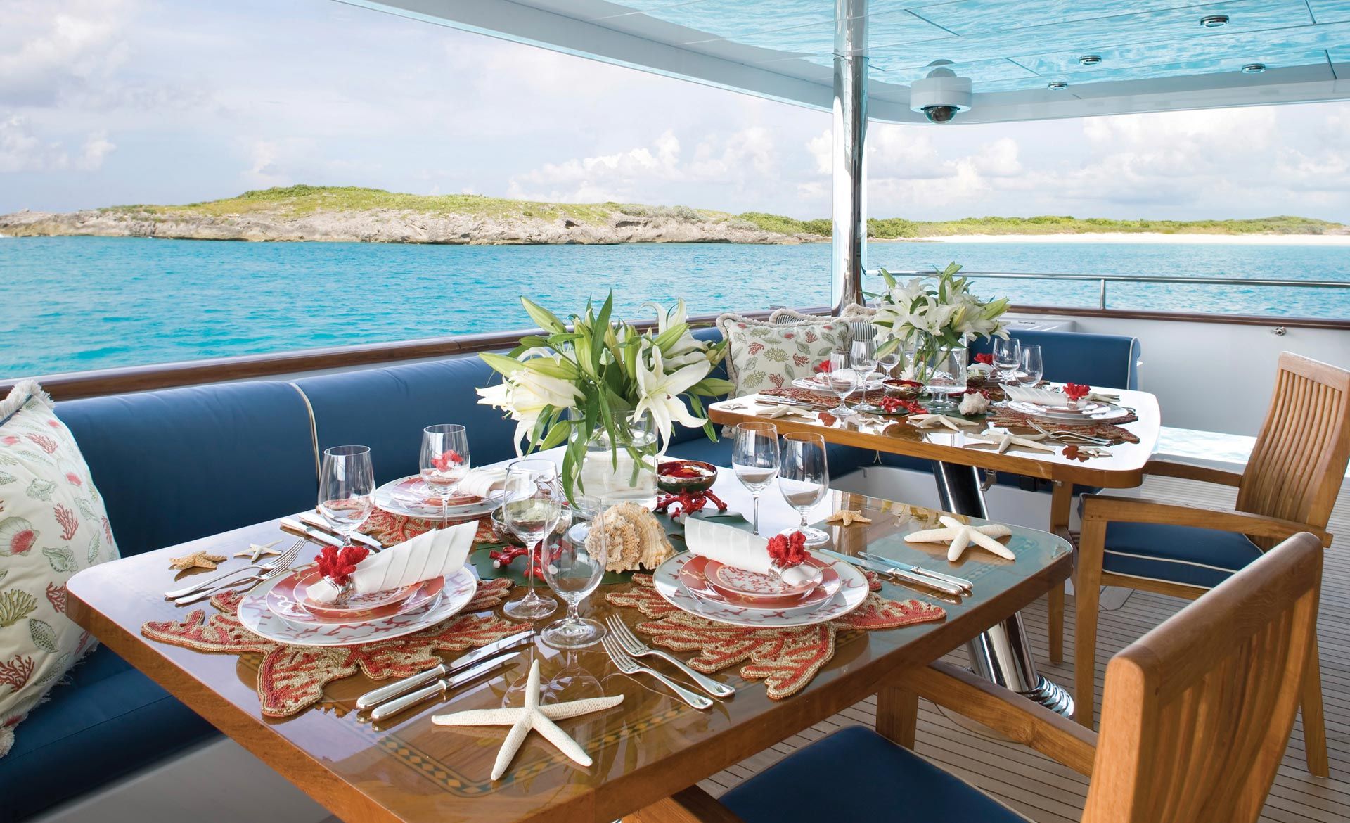 Dining on yacht in summers