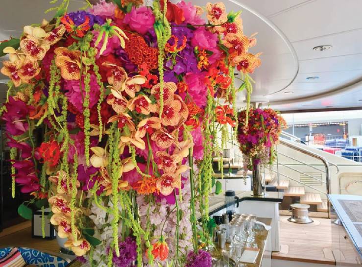 Flower decoration on yacht