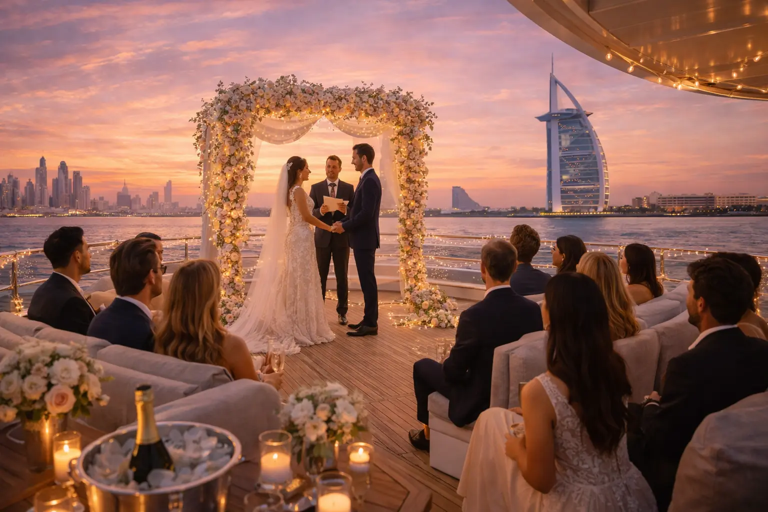 Bride & Groom On A Wedding Yacht Charter in Dubai