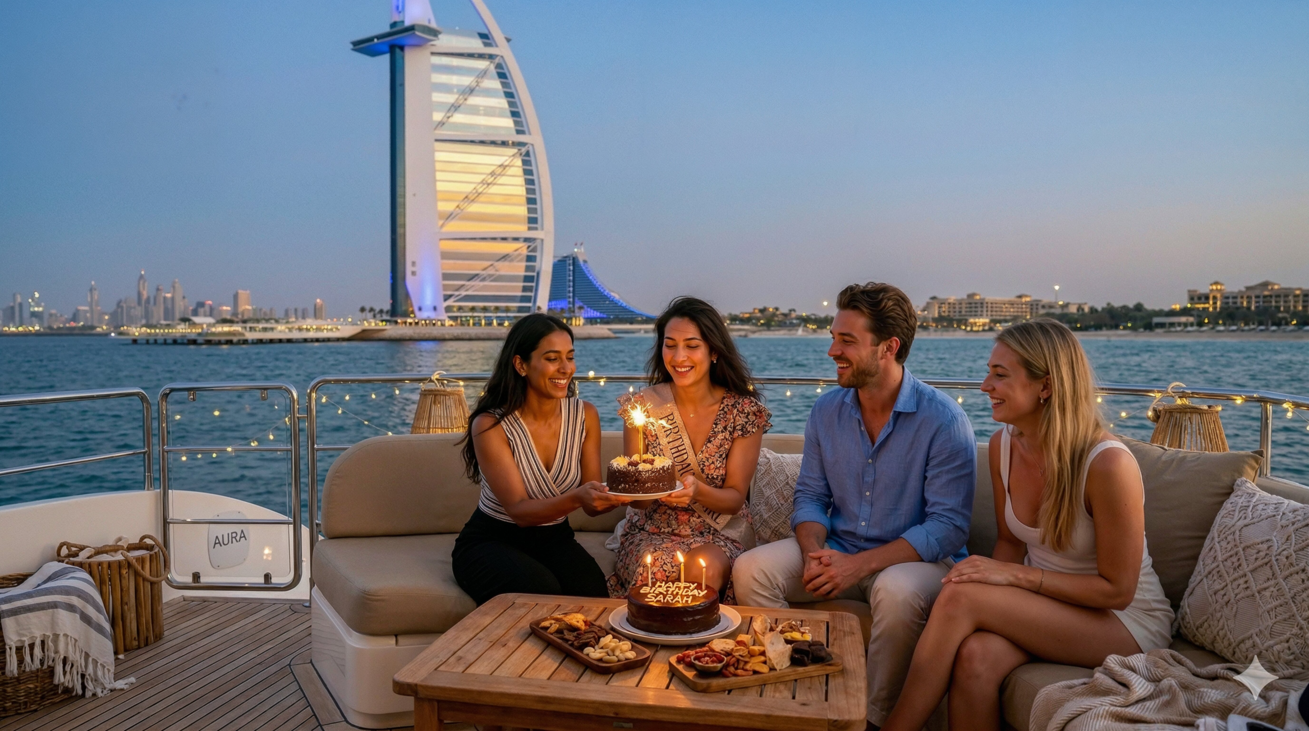 Cake Cutting Moments On A Birthday Yacht Rental in Dubai