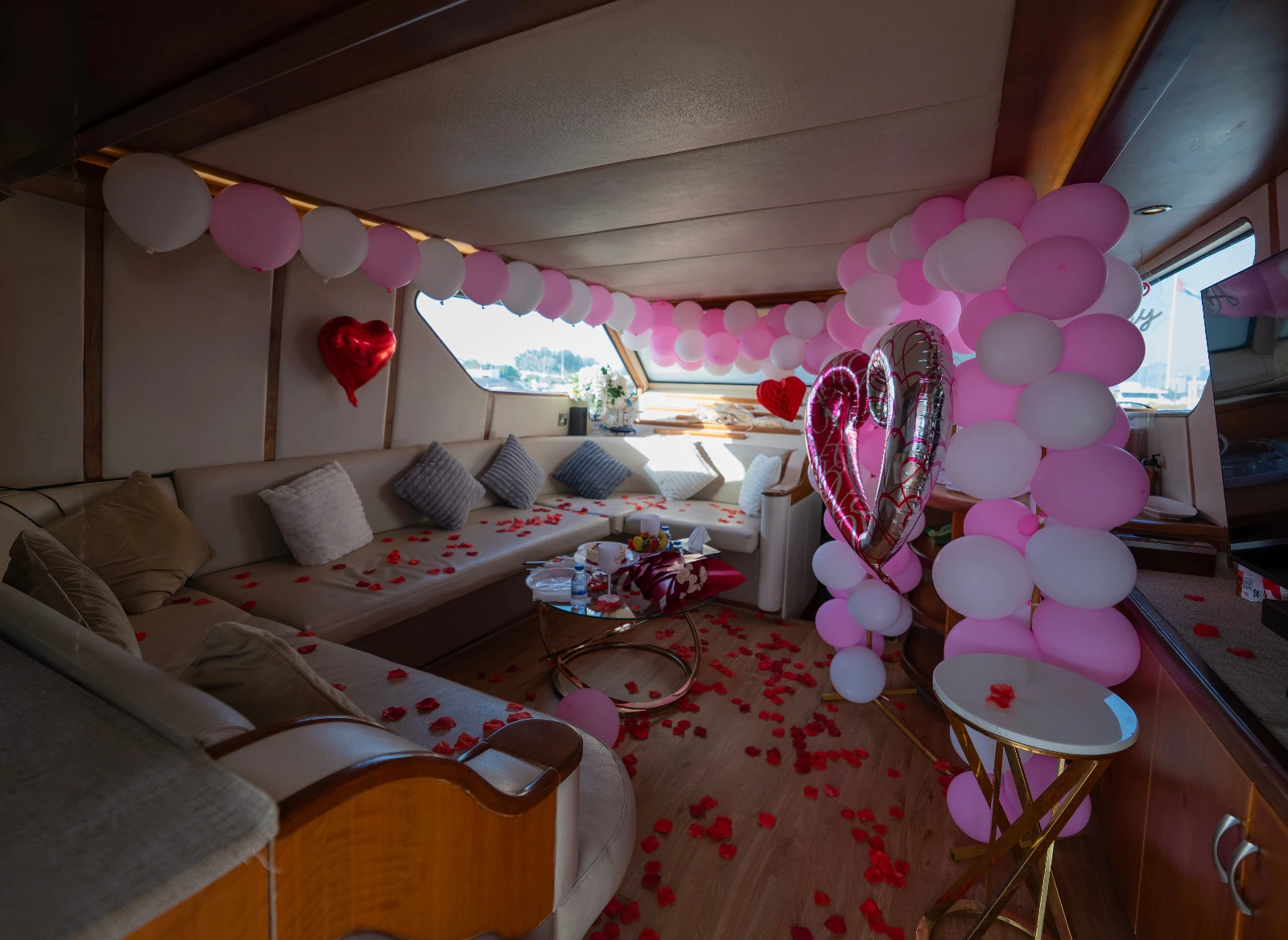 Theme Based Proposal Setup On A Yacht