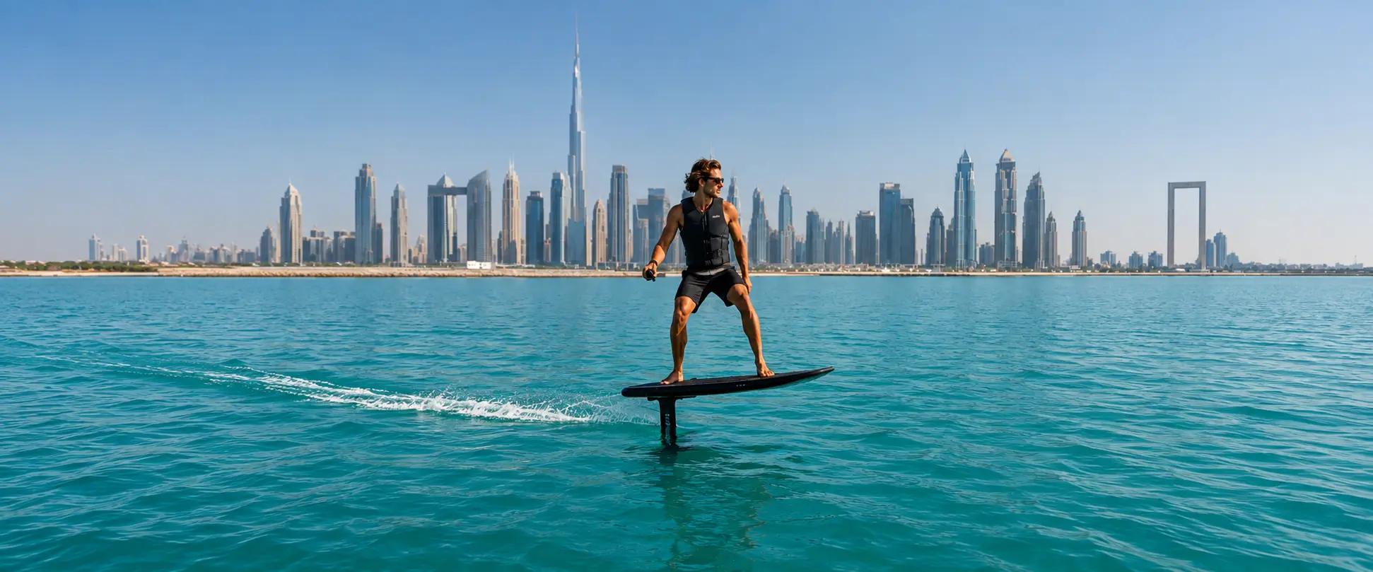 E-foil session on a Mala Yachts charter in Dubai