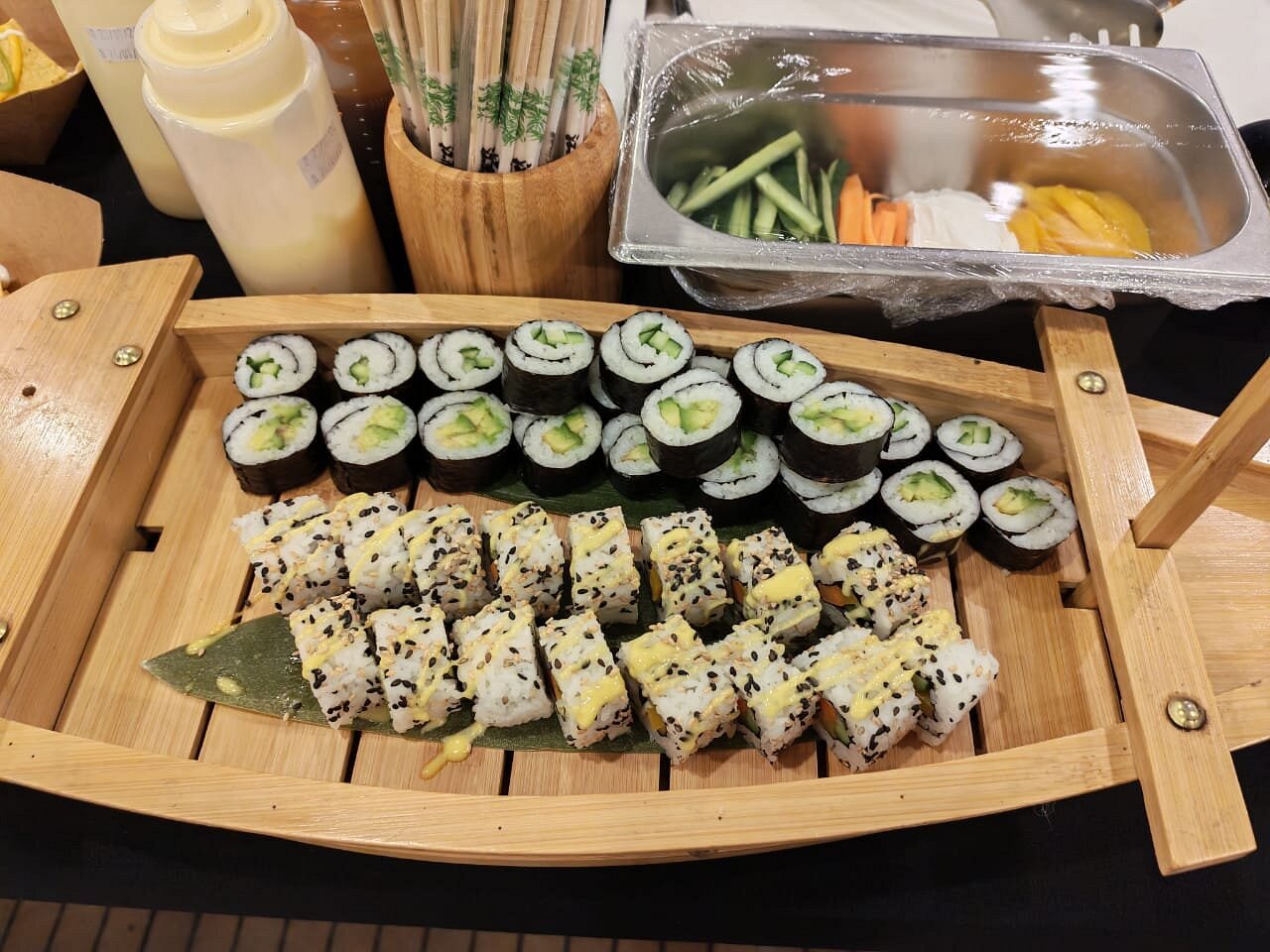 Sushi platter prepared and served on board by the Mala Yachts catering team during the Majid Al Futtaim charter